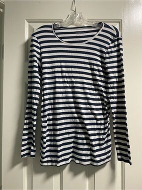 GAP maternity striped Long-Sleeve Crewneck Top - Navy & White